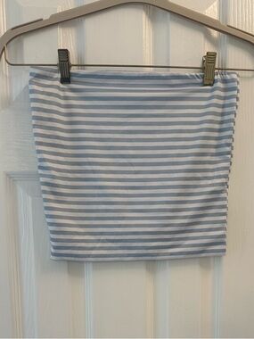Striped Light Blue and White Tube Skirt